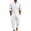 Conjunto de Dos Piezas Casual de Primavera y Otoño para Hombre, Camisa de Manga Larga a Rayas Verticales, Cárdigan Transpirable, Pantalones Largos a Rayas