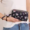 Bolsa de Celular Três Camadas Estampada da Moda, Carteira Longa, Clutch Horizontal, Porta-Moedas Portátil, Bolsa de Mão Que Cabe um Celular Grande
