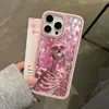 Adecuado para Funda de Teléfono con Calavera Rosa y Pedrería para iPhone 16, Cubierta Protectora Anti-Caídas Elegante y Genial de Gama Alta para Apple 17