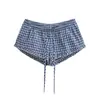 Shorts a Cuadros con Volantes y Lazo Ajustados para Chica Hot Deseo Puro Verano 2026 Nuevos Pantalones Cortos Sexy Europeos y Americanos que Resaltan la Cadera para Mujer