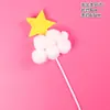 Paquete de 10 bolas de pelo para decorar tartas de cumpleaños, nubes, luna roja enchufable, nubes blancas, adornos de arcoíris para tartas, banderas.