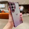 Funda de teléfono móvil a prueba de caídas de cuatro esquinas electrochapada para Samsung S24ULTRA love glitter S23 funda suave A55 agujero fino A54