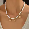 Collar Transfronterizo Estilo Bohemio Marino Cangrejo Caballito de Mar Estrella de Mar Concha Trenzado Arcilla Suave Collar de Vacaciones de Verano para Mujeres