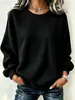 2026 Marca Independente Moda Europeia e Americana Padrão Waffle Feminino Novo Solto Casual Outono Inverno Manga Longa Gola Redonda Moletom