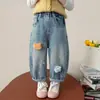 Jeans de Pierna Ancha para Niños Jeans Sueltos Estilo Papá Otoño 2026 Pantalones de Zanahoria Estilosos para Niñas Pantalones Harem Largos de Primavera y Otoño Modernos