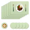 Manteles individuales tejidos de PVC simples y ecológicos, impermeables y antideslizantes, fáciles de limpiar, resistentes al calor y versátiles para usar como salvamanteles
