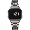 Reloj Metálico con Correa de Acero Electrónico Color Oro Rosa Cuadrado LED Moda Estudiante Pantalla Táctil para Hombres y Mujeres Venta Caliente en Comercio Exterior