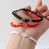 Pulsera Tejida con Nudo Plano de Gato sin Rostro, Pulsera de Hilo Rojo para el Año del Gato, Pulsera Transfronteriza Ajustable Versátil para Parejas al por Mayor