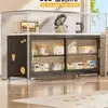 Estante de Almacenamiento para Cocina de Losa de Roca, Aparador de Piso de Múltiples Niveles con Puertas Deslizantes, Gabinete de Almacenamiento Multifuncional para Ollas y Sartenes