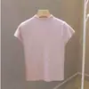 Camiseta cinza gola semi-alta manga curta feminina interior verão 2025 nova slim-fit alta qualidade malha de apoio...