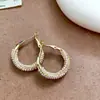Nuevos Pendientes Coreanos Japoneses de Zirconia y Perla Redonda Moda Diseño de Nicho Sentido de Diseño Brazaletes para Oreja Lujo Ligero Gama Alta Versátiles