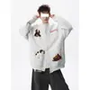 Toalha de Cachorrinho Desenho Animado Cardigan de Gola Redonda Bordado Moletom Masculino Primavera & Outono Novo Design de Nicho Estilo Preguiçoso Jaqueta Solta