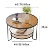 Mesa de centro de vidro temperado Changhong, pequena mesa de centro para apartamento, sala de estar, redonda, minimalista, mini mesa de rede, celebridade, moderna, leve, luxuosa