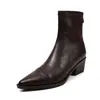 Botines de Piel de Oveja + Piel Elástica para Mujer Botas Individuales Otoño Invierno Nueva Llegada Botas de Tacón Medio Grueso Punta Fina Cremallera Trasera Botines Elásticos para Mujer 40