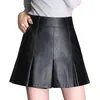 Pantalones falda de cuero para mujer 2026 otoño e invierno PU falda pantalón corta ajustada falda pantalón de cuero de dos piezas falsas pantalones de bota rectos cintura alta adelgazante