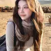Bufanda Chal de Seda Color Amarillo-Café para Viajes al Desierto del Noroeste, Estilo Dulce y Fresco, Bufanda Plisada Versátil, Calentador de Cuello de Personalidad de Nicho, Producto Nuevo