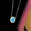 Collar de plata de ley S925 con óvalo de turquesa azul cadena para la clavícula temperamento moda personalidad simple retro collar para mujer