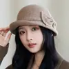 Chapéu de pescador elegante estilo francês para mulheres, chapéu de lã com aba enrolada para outono e inverno, afina o rosto, chapéu elegante, chapéu bucket 2026