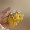 Pendientes de Vacaciones en la Costa Pendientes Mori Super Hada Fresco Retro Chifón Nicho Pendientes de Flor Pinza de Oreja Adelgazante