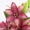 Flor artificial de lirio pequeño de 3 ramas, impresa en 3D, 3 flores y 1 capullo, lirio para decoración de bodas, arreglo floral para salón de bodas, decoración del hogar