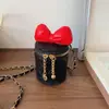 Moda Primavera 2026 Nuevo Bolso Cubo Acolchado Bordado Estilo Chanel Cadena Lindo Moño Versátil Hombro Cruzado