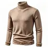 Suéter de cuello alto con forro de polar para hombre, tejido de punto polar engrosado de una pieza para invierno, jersey base cálido ajustado estilo coreano para hombre
