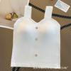 Camisola sin costuras con diseño de botones, hombro ancho, chaleco para uso exterior con almohadilla en el pecho, top corto sexy para chica guapa con hermosa espalda