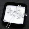 Accesorios Europeos y Americanos Transfronterizos para el Cabello de Novia Boda Flor de Cuatro Hojas Azul Rosa Blanco Pasador en Forma de U Palillo para el Cabello