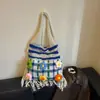 Bolsa de Flores de Punto de Gran Capacidad Holgada para Mujer 2026 Nueva Versátil para el Trabajo Bolso de Hombro Bolso Tote Debajo del Brazo