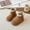Zapatos de algodón estilo japonés para niños, colección de invierno, botines forrados de felpa para niñas pequeñas, antideslizantes, de suela blanda, cálidas botas de nieve para niñas de 6 a 12 años.