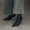 Botines de tacón alto con punta para mujer, tacón de aguja, cremallera lateral, tendencia de moda 2026, nuevas botas ajustadas de charol negro para otoño e invierno