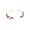 Pulseira Aberta Exquisita de Folha de Cristal Coreana Casual Simples Moda Versátil Design de Nicho Joia de Mão para Mulheres