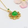 Colgante de Ágata Verde Hielo Natural Guan Yu Collar de Flor de Calcedonia para Mujeres Transmisión en Vivo Venta al por Mayor S4121303L
