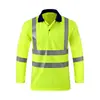 Camisa tipo Polo europea de talla grande con mangas largas y cortas, franjas reflectantes, hecha a medida para saneamiento al aire libre, construcción de carreteras y ropa de trabajo de seguridad.