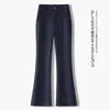 Pantalones Acampanados Casuales Versátiles Adelgazantes de Cintura Alta para Mujer, Estilo para el Trabajo, Caída Suelta, Corte Ajustado, Realzan la Altura, Ligeramente Elásticos, Largos