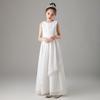 Vestido Infantil Gasa Coro Guzheng Performance Vestido Piano Performance Vestido Niña Blanca Pasarela Anfitrión Vestido Princesa