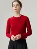 Suéter 100% Caxemira Pura Feminino Gola Redonda Slim Fit Camada Base Tricô Outono Inverno Novo Estilo Cor Sólida Versátil Top de Tricô