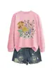 Amazon eBay sitio independiente moda elegante sudadera floral para mujer con flores amarillas, flores rosas, flores naranjas y flores azules