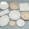 Platos de Papel para Comercio Exterior Transfronterizo, Platos Redondos Desechables de Tres Compartimentos, Pulpa de Caña de Azúcar Espesada, Platos de Papel con Compartimentos de 9 pulgadas y 10 pulgadas, Ecológicos y Rápidos