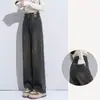 Jeans Retrô de Perna Larga Feminino 2024 Primavera e Outono Novo Cintura Alta Emagrecimento Pequeno Solto Dosagem Calças Retas