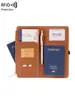 Novo porta-passaporte anti-scan RFID transfronteiriço com múltiplos compartimentos para cartões, zíper, estilo longo, bolsa multifuncional para documentos de viagem