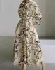 Vestido Cruzado Europeo y Americano 2026 Estilo Nuevo Casual de Oficina Moda Cuello Polo Manga Larga con Cintura Elástica y Dobladillo Amplio