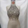 Ropa Exterior de Mujer Transfronteriza Europea y Americana Ins Nueva Sexy Cadena Metálica Cadena Corporal Lentejuela Colgante Chaleco con Corte