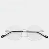 Gafas Redondas Sin Montura para Hombres y Mujeres, Anti-Luz Azul, Gafas Planas Antirradiación, Se Pueden Equipar con Lentes Graduadas Sin Montura Cortadas al Borde para Miopía