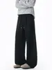 Pantalones largos casuales de corte holgado en gris avena para hombre, pantalones versátiles de pierna recta para otoño, pantalones deportivos retro americanos con una caída moderna