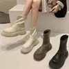 Botas Martin Estilo Británico Retro Elegante Europeo y Americano 2026 Estilo Popular de Celebridad de Internet Cómodas Estilo Pequeño Chanel Color Sólido Punta Redonda Botas para Mujer
