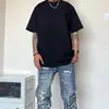 Tops de Verão da Moda Americana Peso Pesado Algodão Puro Branco Manga Curta para Homens Soltos Street Oversize Camisetas Básicas