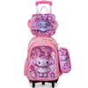 Mochila Escolar Transfronteiriça 3D Casca Dura Couro Concavo-Convexo Aluno do Ensino Fundamental Mochila de Rodinhas 5-12 Anos Desenho Animado Conjunto de Três Peças Mochila