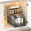 Estante de Almacenamiento Debajo del Lavabo para Gabinete de Baño, Estante de Capas Debajo del Gabinete del Lavabo, Cesta Doble Extraíble Debajo del Lavabo para Gabinete de Baño
