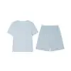 Conjunto de ropa de casa para mujer de seda de morera, cuello redondo, manga corta y shorts, corte holgado, adecuado para primavera y verano, con detalles de encaje, se puede usar para salir, pijama casual y cómodo